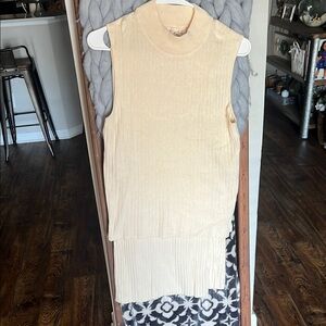 Marled Cream Ribbed Tank Top and Matching Wide Leg pants